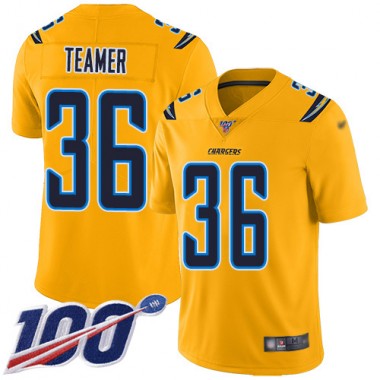 Los Angeles Chargers NFL Football Roderic Teamer Gold Jersey Men Limited #36 100th Season Inverted Legend